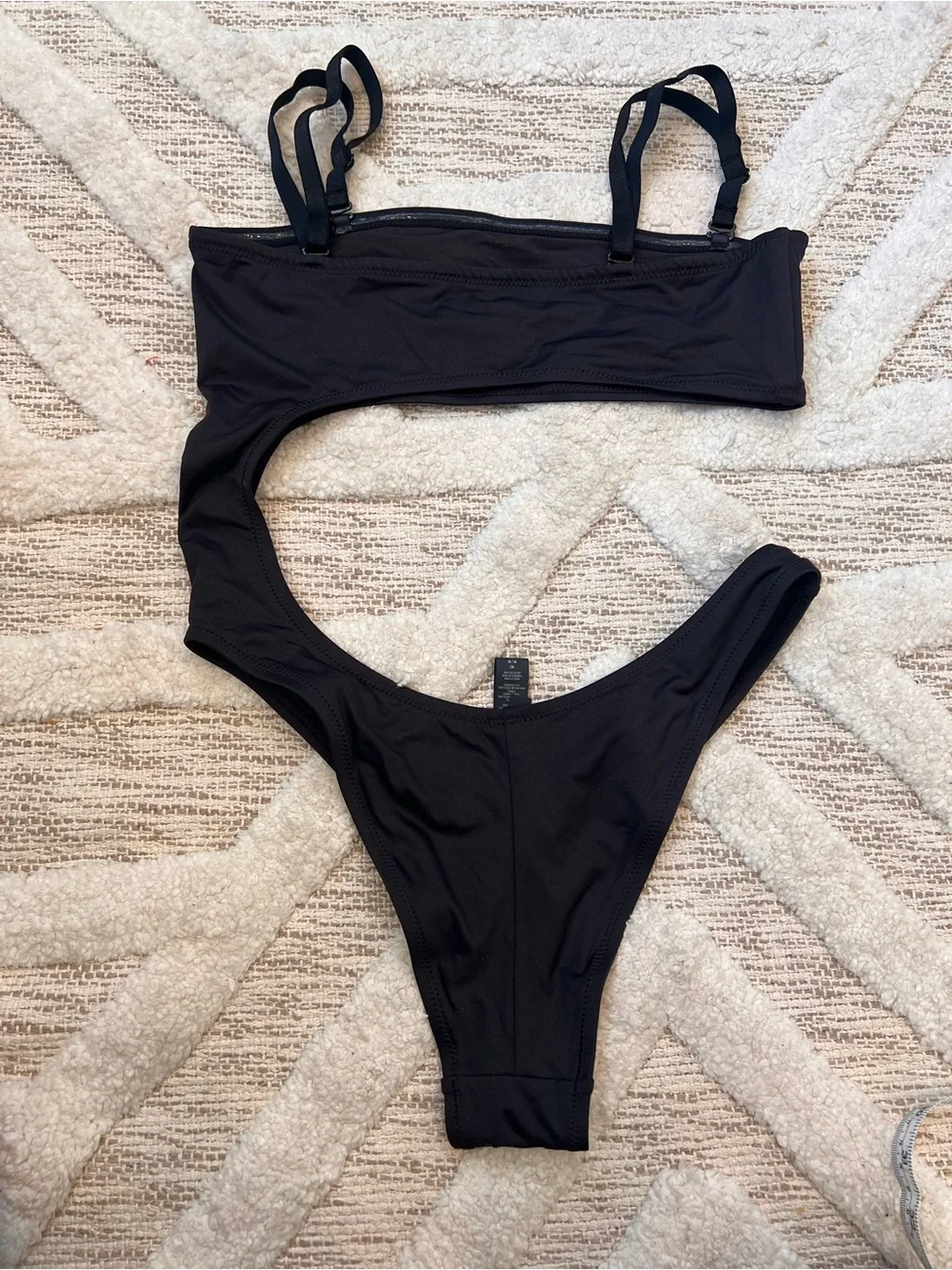 SKIMS Black Strapless Monokini Cutout One Piece Swimsuit Medium